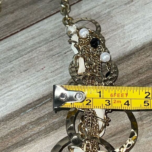 Chunky Stacked Chained Necklace Women’s Gold Tone Beaded Circle Classiccore Boho - Picture 7 of 9